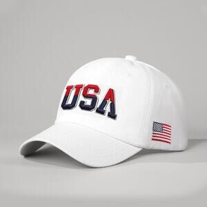 USA White Embroidered America 250 Patriotic Adjustable Baseball Cap NWOT